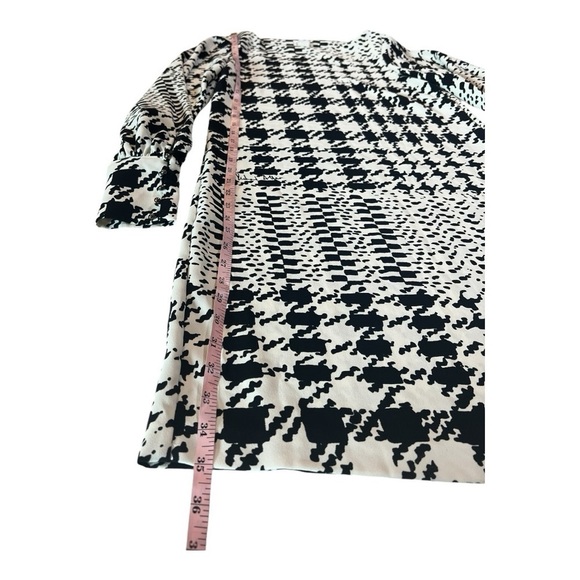 Richard Allen x H&M Boat Neck Black White Houndstooth Long Sleeve Shift Dress -2 - Picture 12 of 15